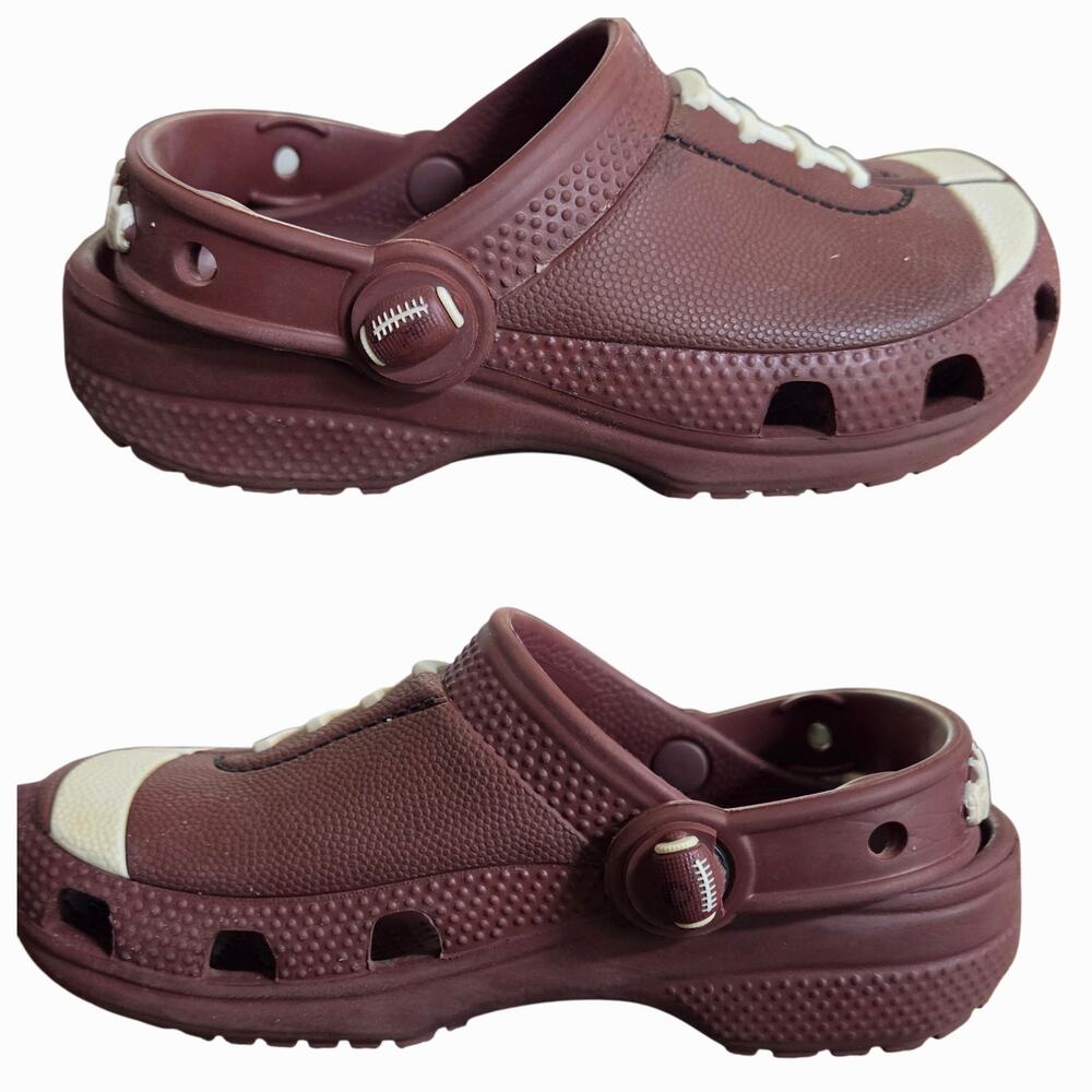 Football Crocs Big Kids sz C-11 Very gently used Youth Boys Girls Clogs C11
